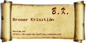 Broser Krisztián névjegykártya